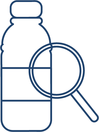 Icono de una botella y una lupa